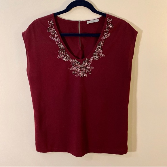 Embroidered Neckline Blouse - Picture 1 of 7